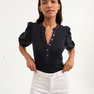 NWOT Veronica Beard Black Puff Sleeve top XS